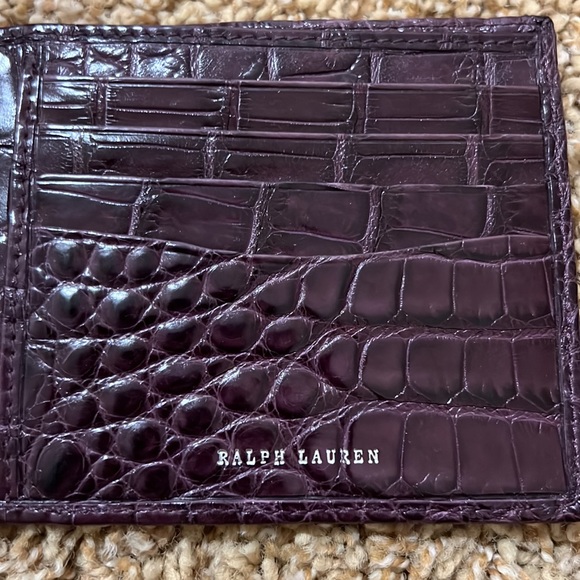NWT Rare Ralph Lauren Purple Label Crocodile Skin Men Wallet Deep Purple - Picture 3 of 7